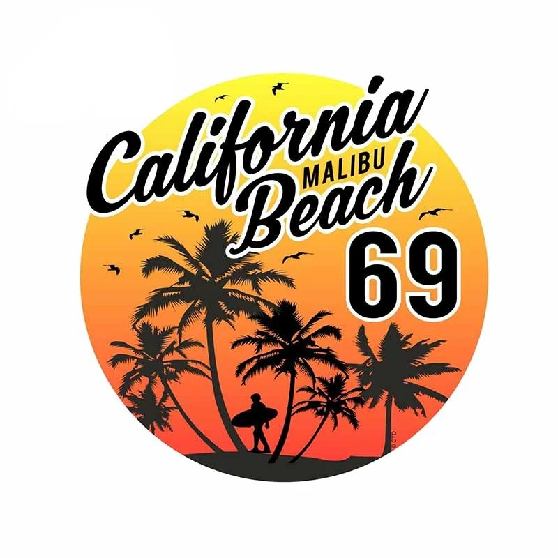 

Retro Surf California Malibu Beach Car Stickers Windows Decal Scratch-proof Laptop VAN Car Styling Truck Decal DIY Creative