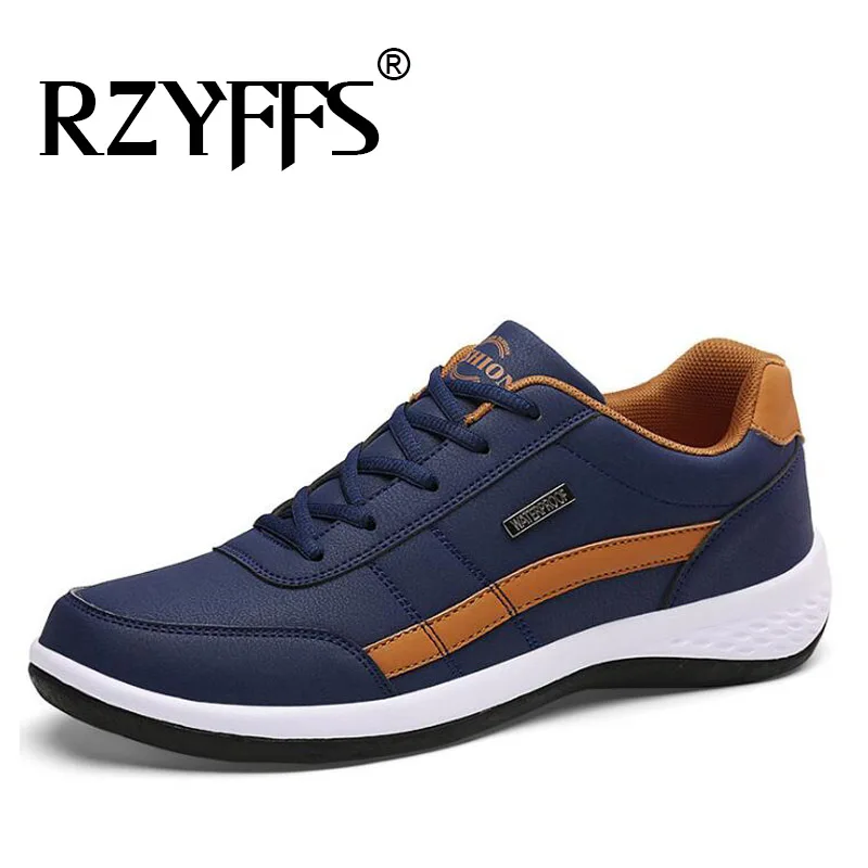 Мужская кожаная Удобная прогулочная обувь черные мужские кроссовки спортивная