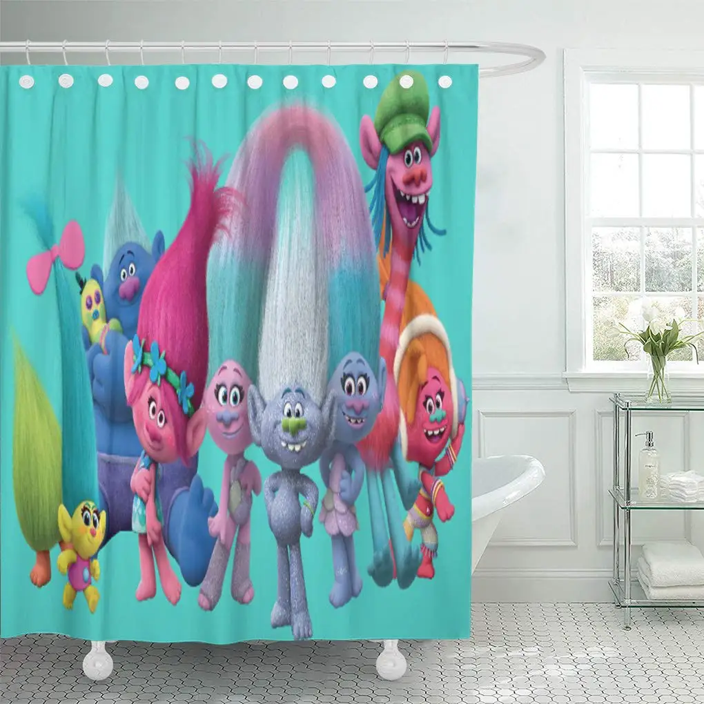 

Colorful Poppy Trolls Best Cute Home Decor Bathroom Curtains