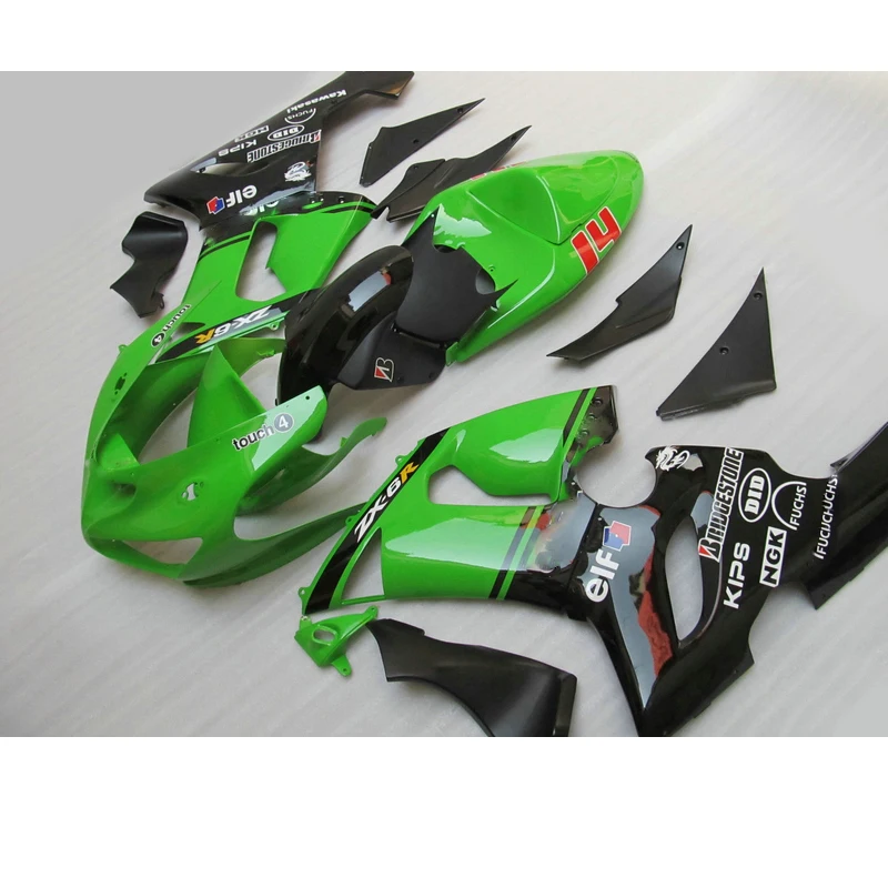 

Бесплатная Настройка, зеленый, черный, мотоциклетный обтекатель для Kawasaki Ninja ZX6R 2005 2006, комплект пластиковых обтекателей для гонок zx6r 05 06 FY62