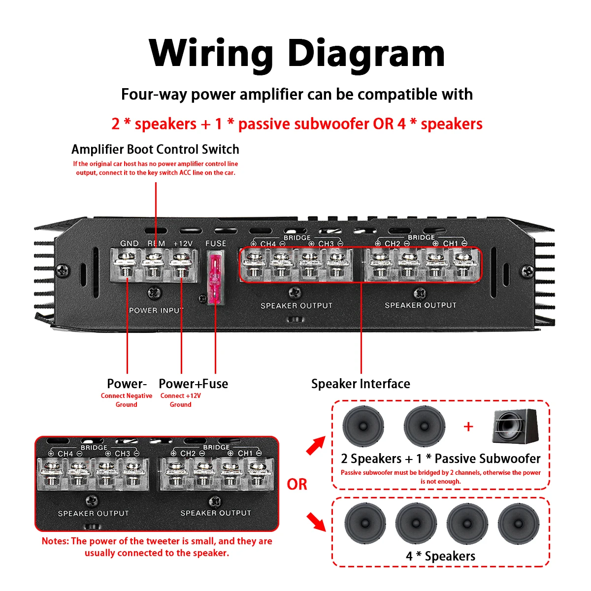 6800W обновление мощный усилитель 12V 4 канальный автомобильный сабвуфер аудио Pioneer с