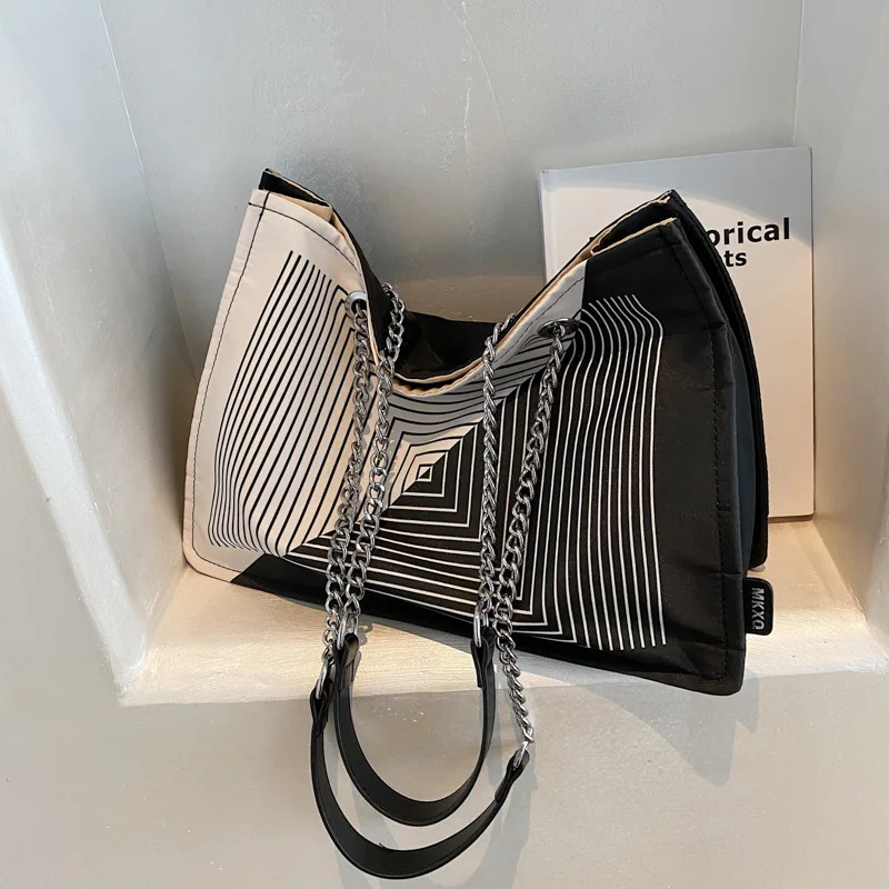 

Fashion Mesh Pattern Large Female Tote Bag New Quality Nylon Women's Designer Handbag Chain Shoulder Messenger Bag Sac A Main