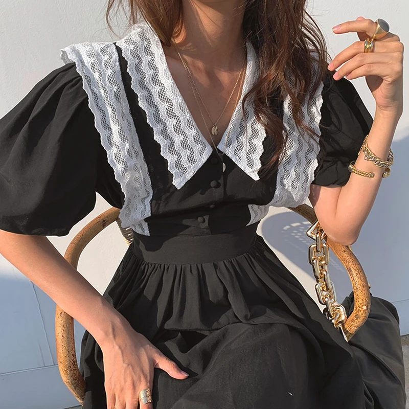 [EWQ] 2020 новое летнее платье для женщин винтажное Повседневное подиума корейское