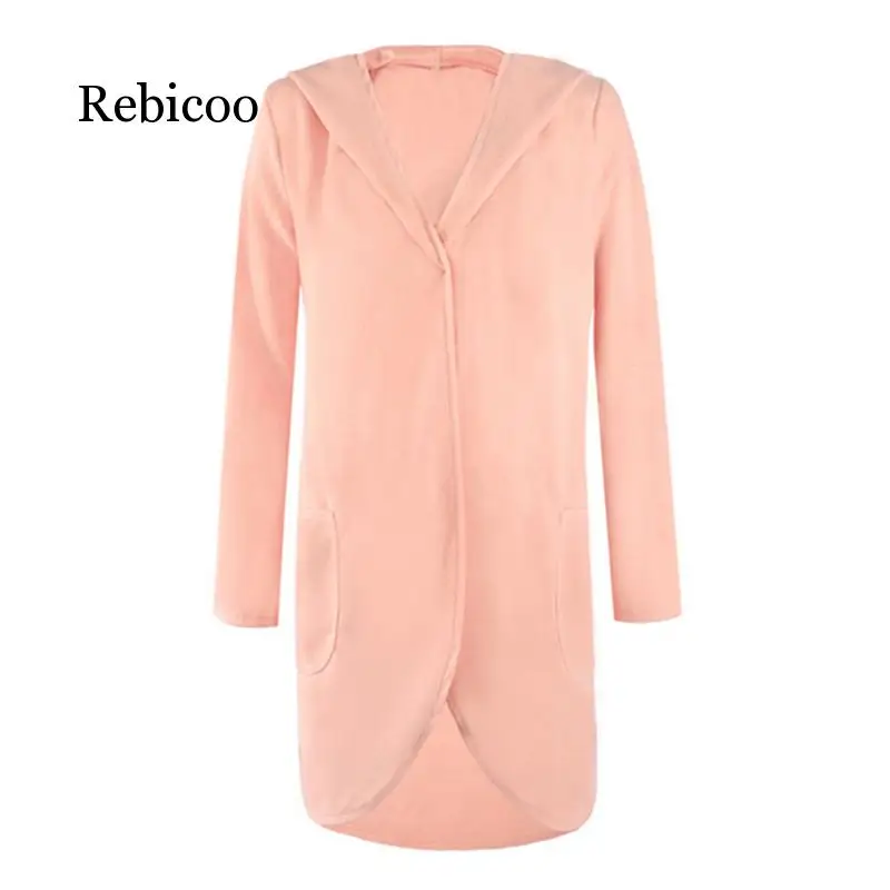 

Hot Women Autumn Winter Woolen Hooded Thin Coat Loose Ladies Casual Hoodies Jacket Overcoat gray loose england women clothes