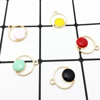 10pcslot enamel geometric round charms zinc alloy high quality alloy jewelry pendant accessories 1720mm