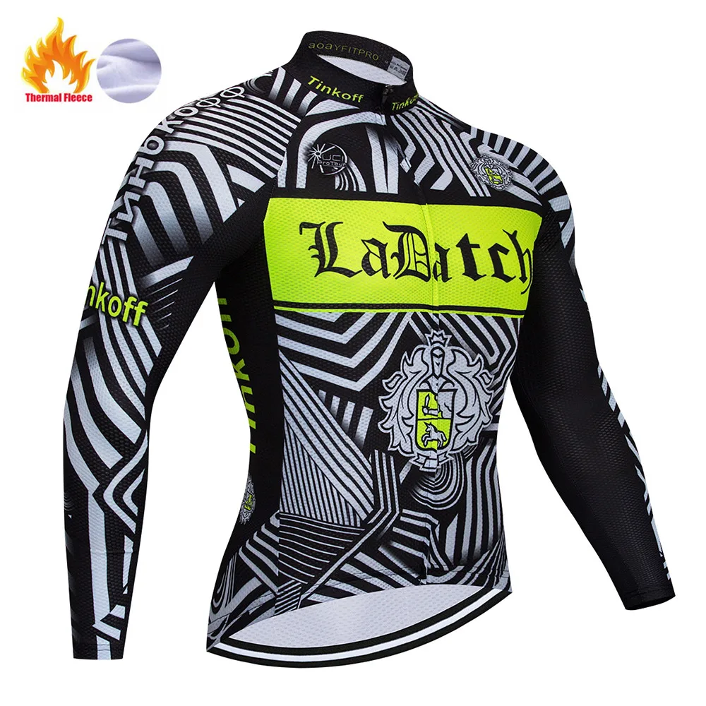 Fleece jersey Tinkoff Pro Зимняя Теплая Флисовая велосипедная футболка Ropa Ciclismo Mtb с длинным рукавом мужская велосипедная Одежда Майо теплое пальто - Цвет: Fleece jersey