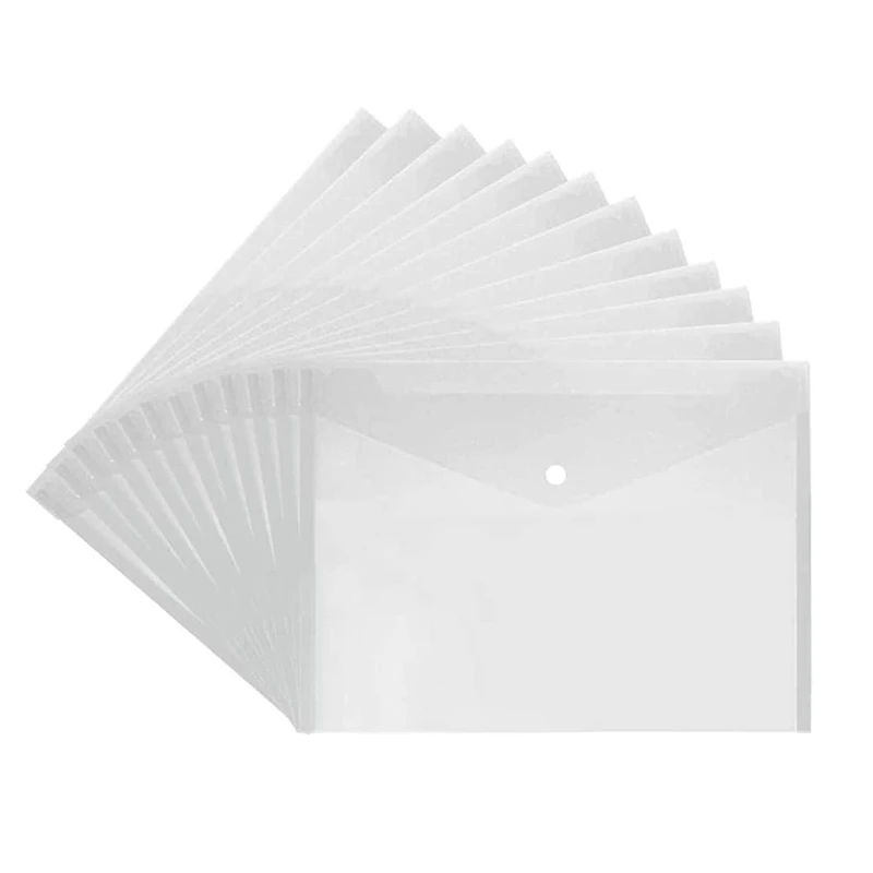 

24 Blank Plastic Information Bag File Bag PP Snap Button Transparent A4 File Bag