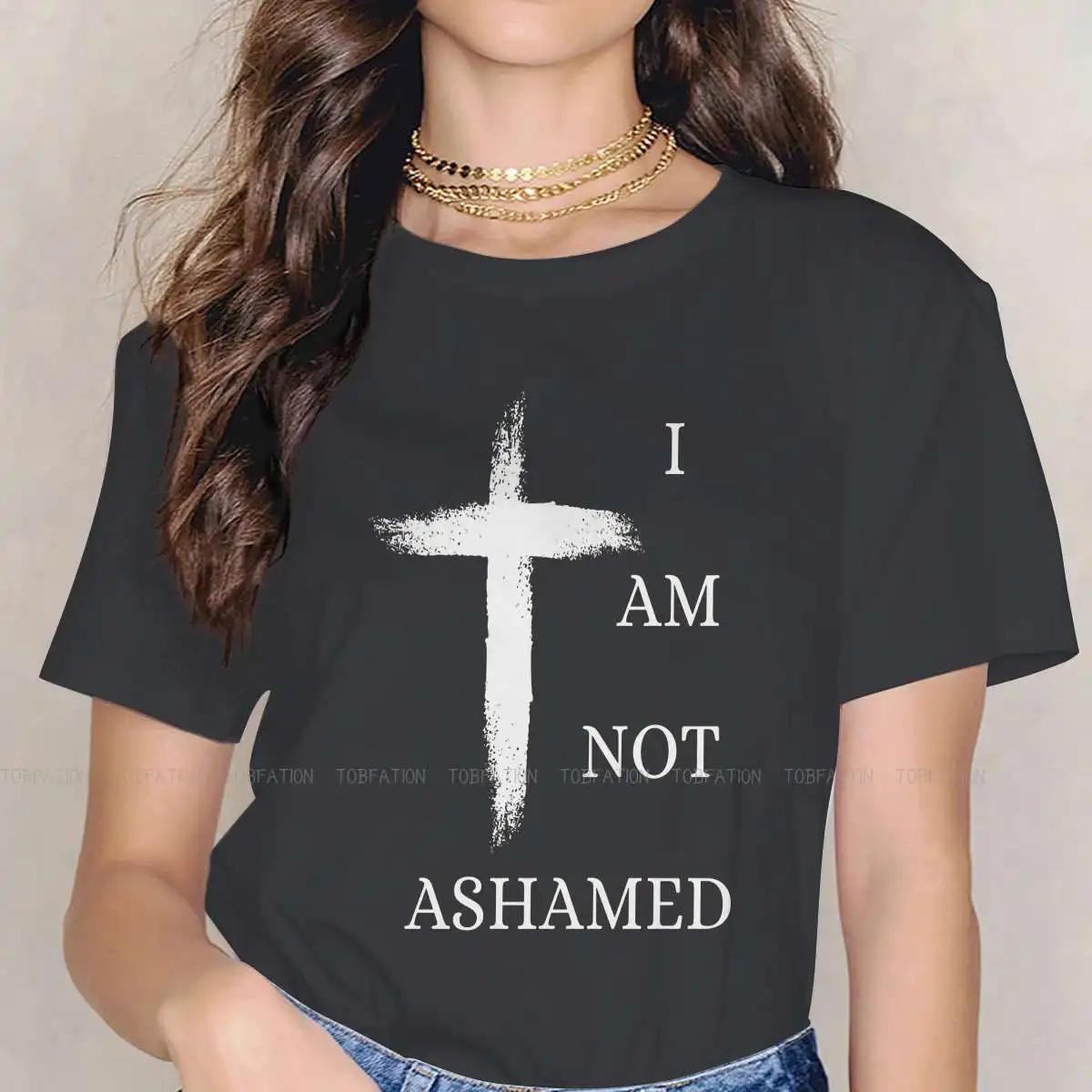 

Christian Faith Cross TShirt for Woman Girl I am not Ashamed Cross Products Soft Tee T Shirt 4XL New Design Loose