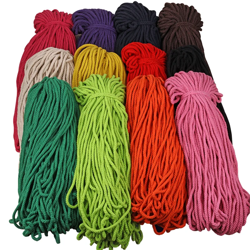 

5mm Colorful Cotton Rope DIY 90 Meters/Roll Twisted Round Cotton Cord Cotton Rope Clothing Draw String Twisted Rope