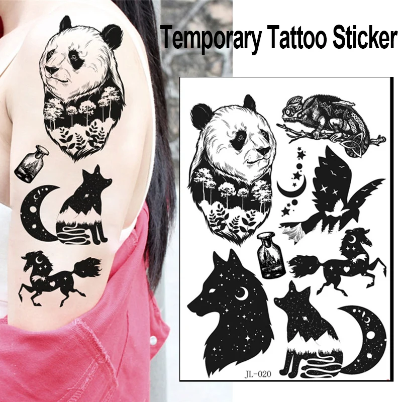 Тату-наклейка с черным лесом для мужчин и женщин временная татуировка имитацией