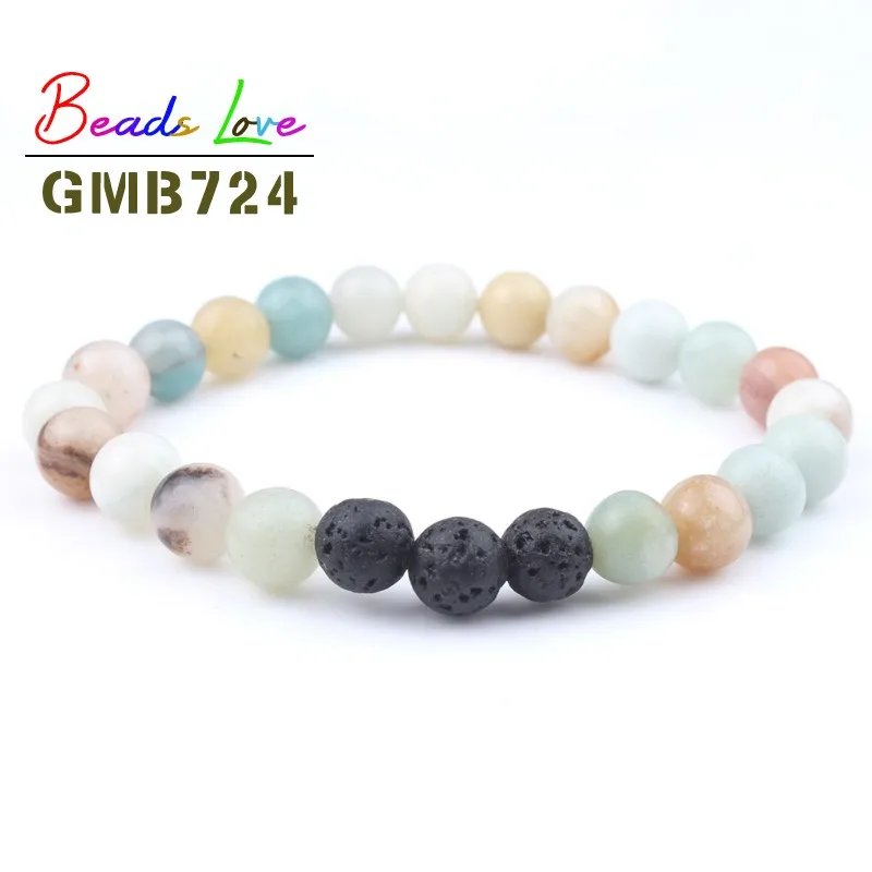 Amazonite lava Мужские натуральные вулканического происхождения браслеты из камней Шарм матовые черные лавы Агатовые Бусины Амазонит тигровый глаз пара браслет Женщины Йога ювелирные изделия - Окраска металла: Amazonite lava
