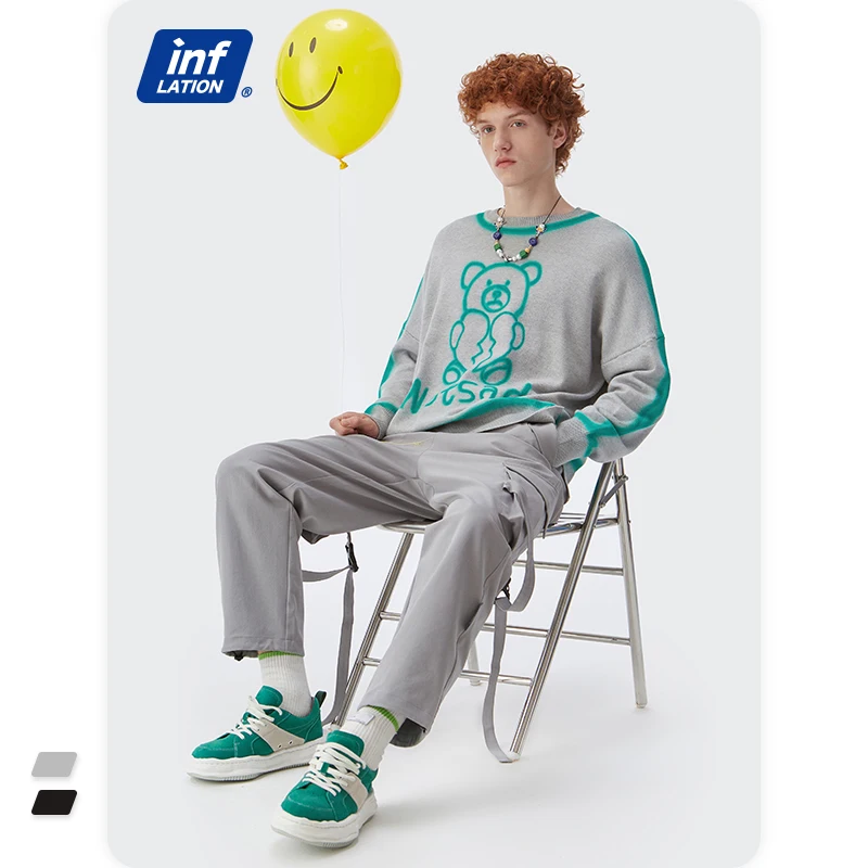 

INFLATION Harajuku Knit Sweaters Women Cute Oversized Sweater 2022 Spring Fashion Streetwear Cool Doodle Sweaters Men Pullovers