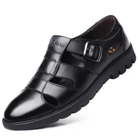 summer genuine leather mens sandals retro rome shoes men new fashion classics footwear male beach shoes black size 38 47