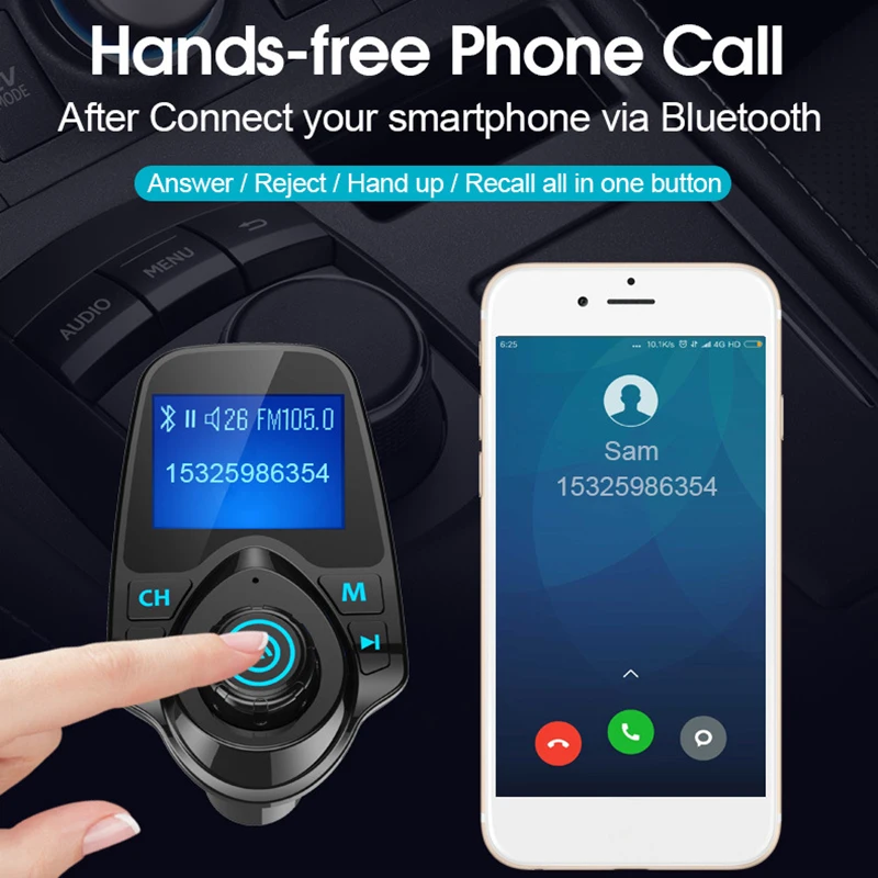 Bluetooth Автомобильный MP3 плеер fm передатчик аудио адаптер приемник беспроводной