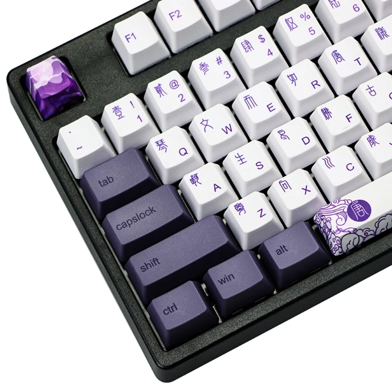 

113 Keys Purple Datang Keycap PBT Sublimation Keycaps OEM Profile Mechanical Keyboard Keycap Chinese Style GK61 GK64 Dropship