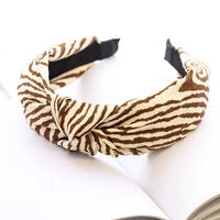 European Letter Knitted Headbands For Adult Korean Style Leopard Print Crossing Hair Bands Spandex Bandage Headwear Accessories