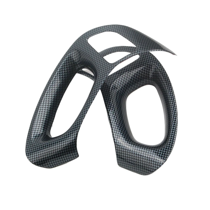 

2 PCS Car Steering Wheel Cover Trim Interior Carbon Fiber with Car Console Instrument GPS Navigation Upper Cover Trim