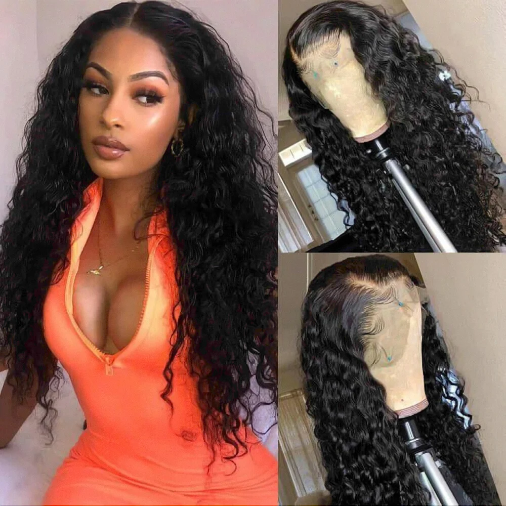 

300% Long Curly Lace Front Human Hair Wigs Pre Plucked Bleached for Women Glueless Remy Brazilian Hair Wig with Natural Hairline