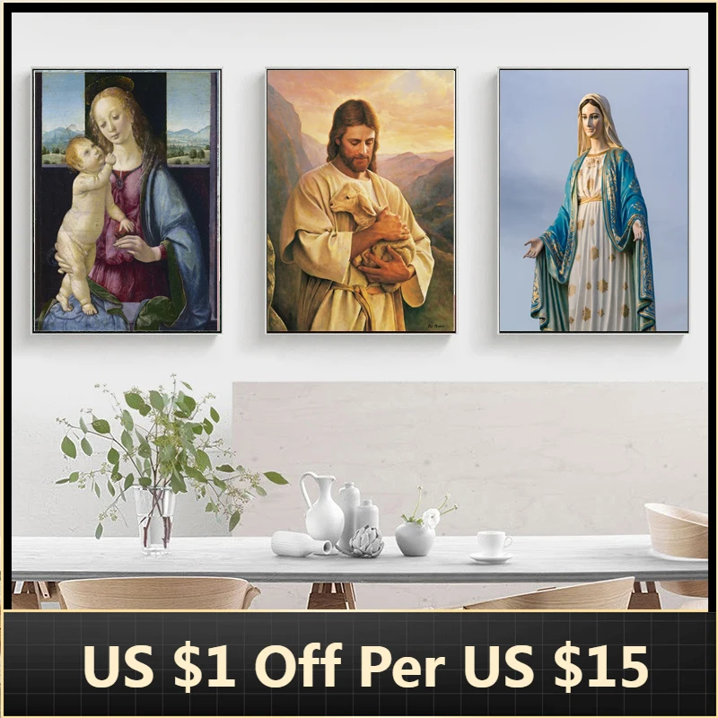 

Картина на холсте Дева Мария христианская Настенная картина Декор для дома плакаты и принты Настенная картина украшение для дома
