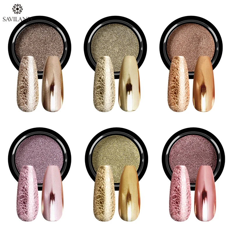 SAVILAND Bubble Nails розовое золото зеркальный порошок Волшебное зеркало блеск для