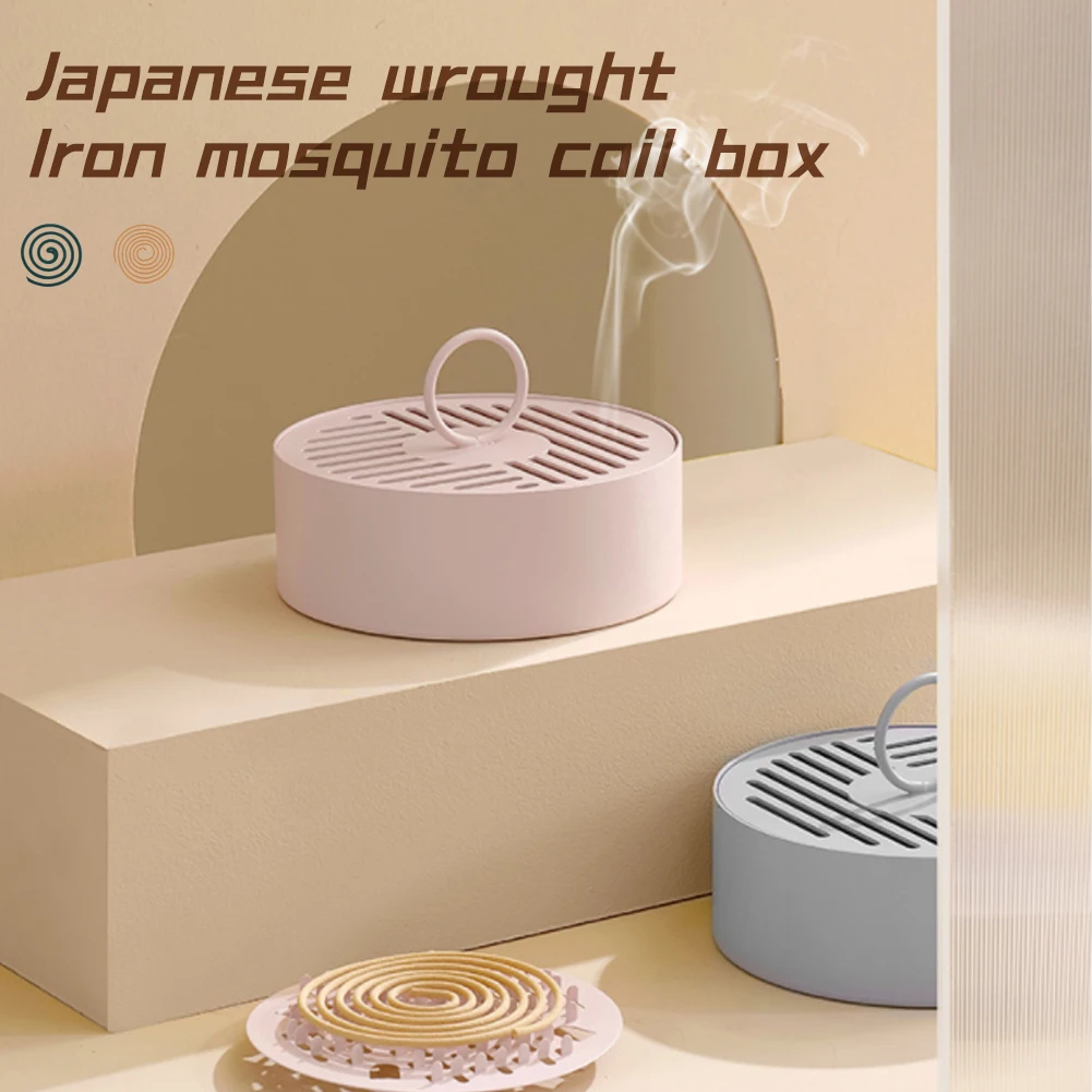 

Metal Mosquito Repellent Box Cover Round Coil Holder Incense Plate Safety Windproof Hollow Mosquito Coil Holder Garden Burner