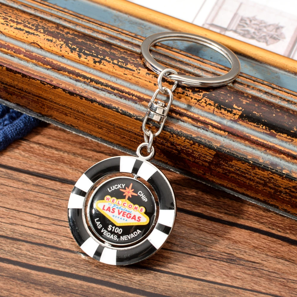 Vicney Лас брелок творческий Лаки чип $100 цепочка для ключей Для мужчин поворотный