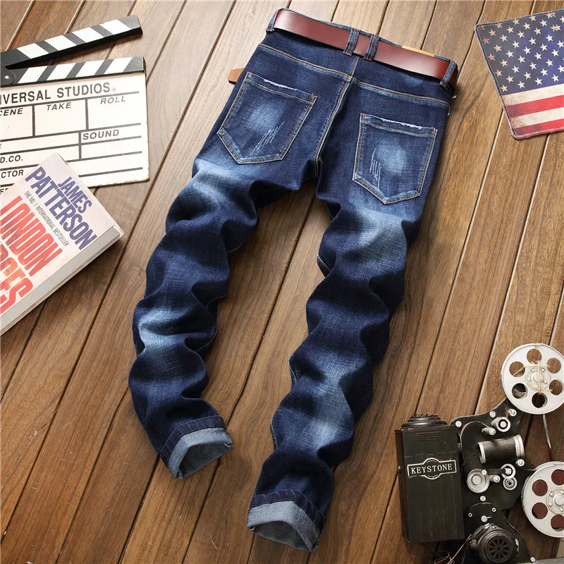 Мужские уличные облегающие джинсы с вышивкой дракона байкерские модные