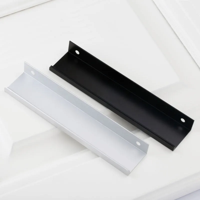 KK&ampFING Aluminum Alloy Black Silver Hidden Cabinet Door Handles Kitchen Cupboard Pulls Bedroom Furniture Handle Hardware |