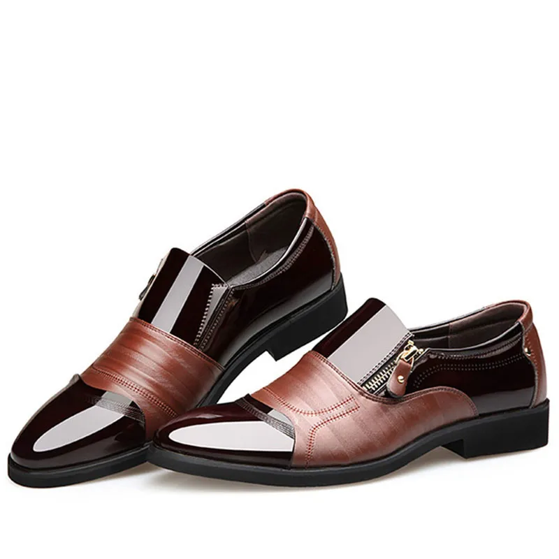 

New Spring Fashion Oxford Business Men Shoes Genuine Leather Soft Casual Breathable Men's Flats Zip Lace-up Shoes