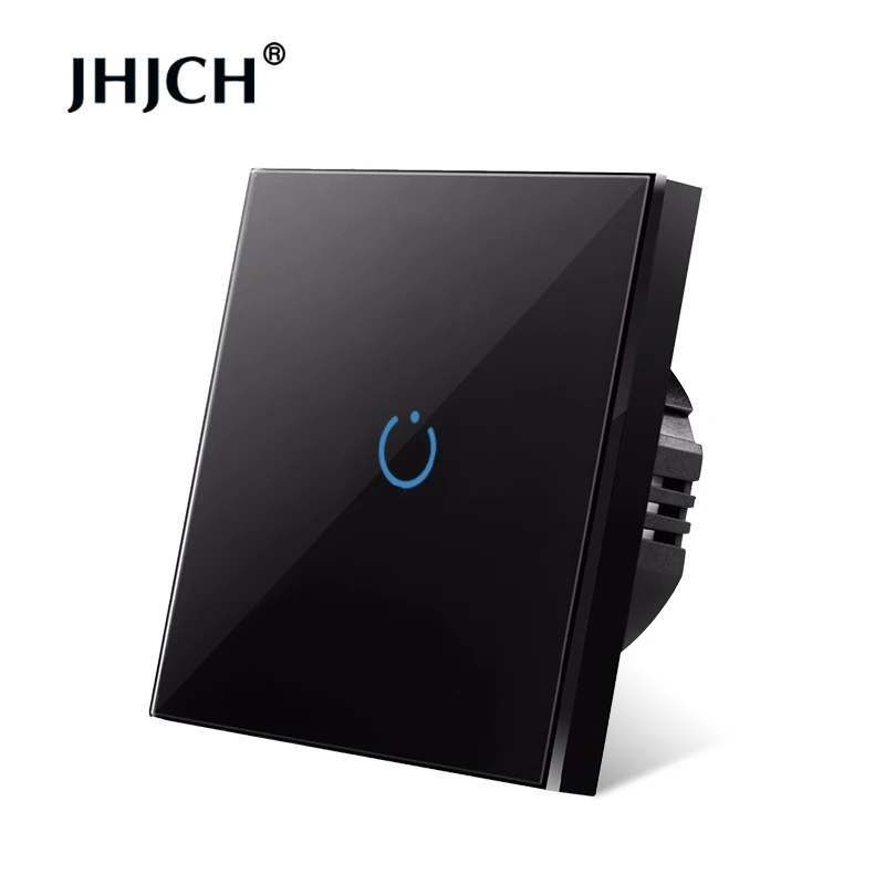 Сенсорный переключатель JHJCH, стандарт ЕС, стеклянная панель, сенсорный переключатель, 220 В переменного тока, 1 комплект, настенный светильник, сенсорный экран