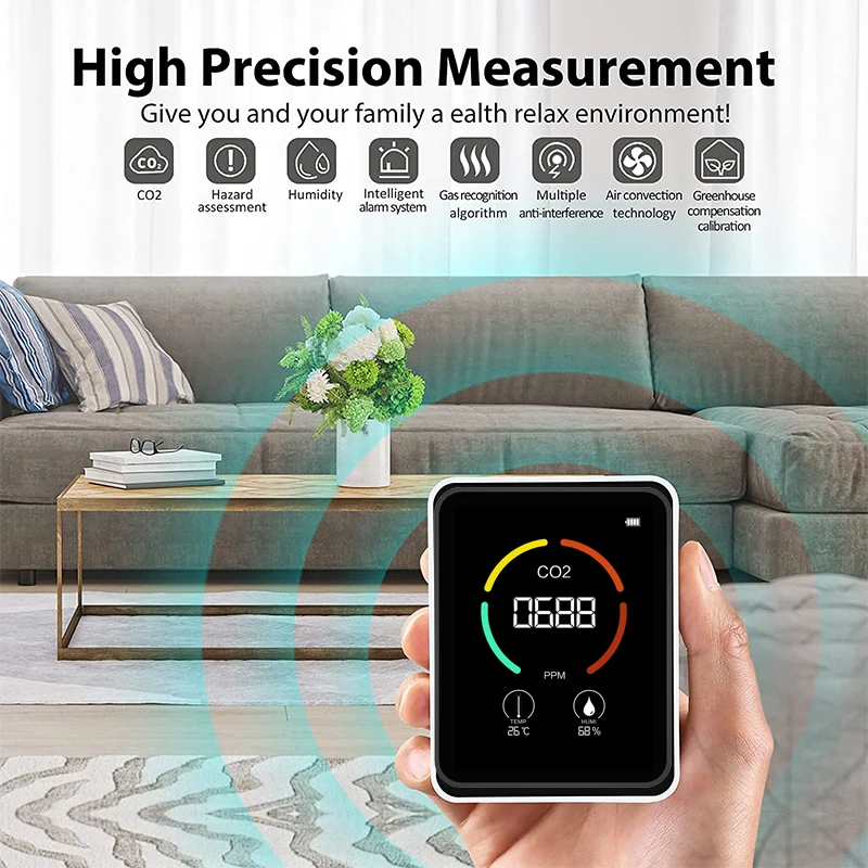 

CO2 Household Digital Air Pollution Monitor Air quality detector Multifunctional Thermo Hygrometer Home Intelligent Gas Analyzer