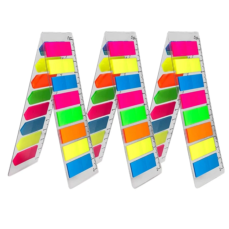 

Fluorescent Translucent Sticky Tabs 2000 Pcs Total Pack of 8 Colors, Triple-Cornered and Strip Notes Small Page Flags