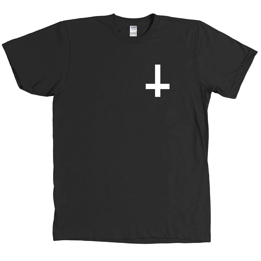 

New Fashion Men men'S T Shirt Upside Down Cross A thiest Satan Black T-Shirt