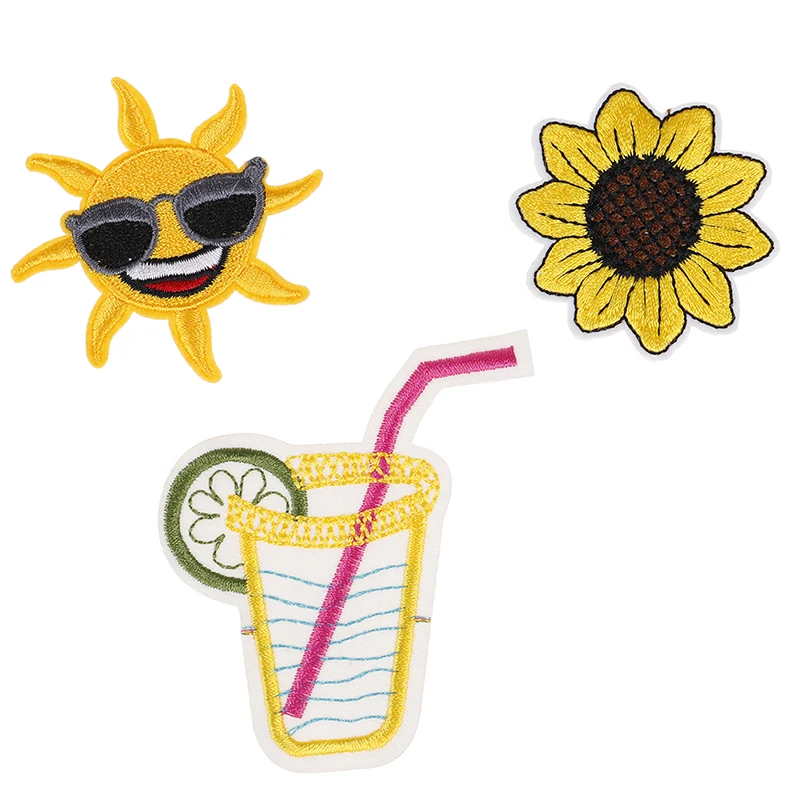 1 шт. футболка вышитая нашивка Подсолнух солнце металлическая аппликация патчи