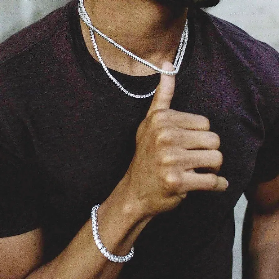 МУЖСКАЯ ТЕННИСНАЯ цепь в стиле хип-хоп теннисная золотого и серебряного цвета 1