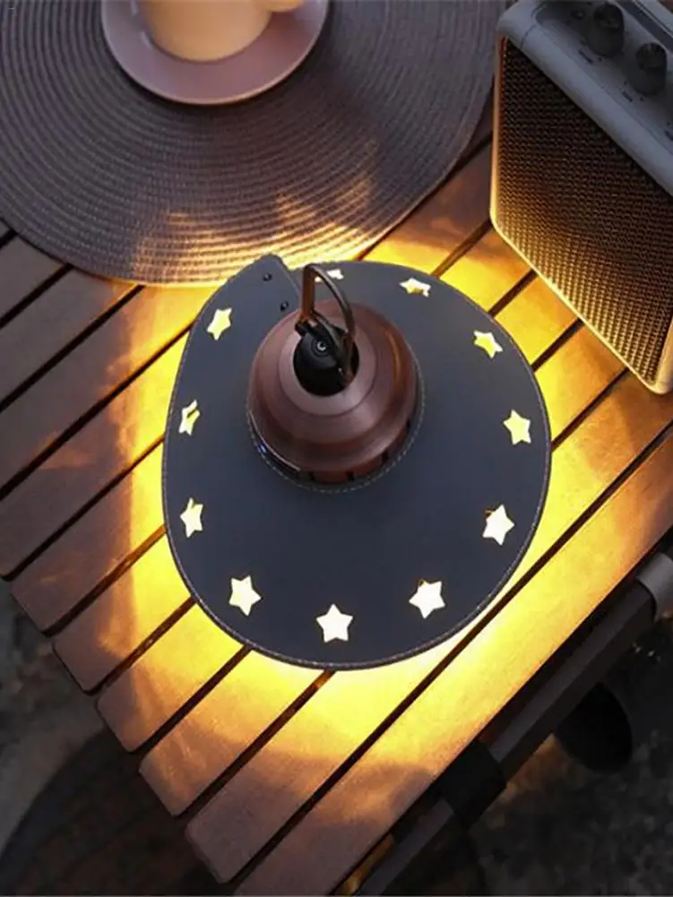 Абажур кожаный с отверстиями для светильников стильный Теплый светильник в