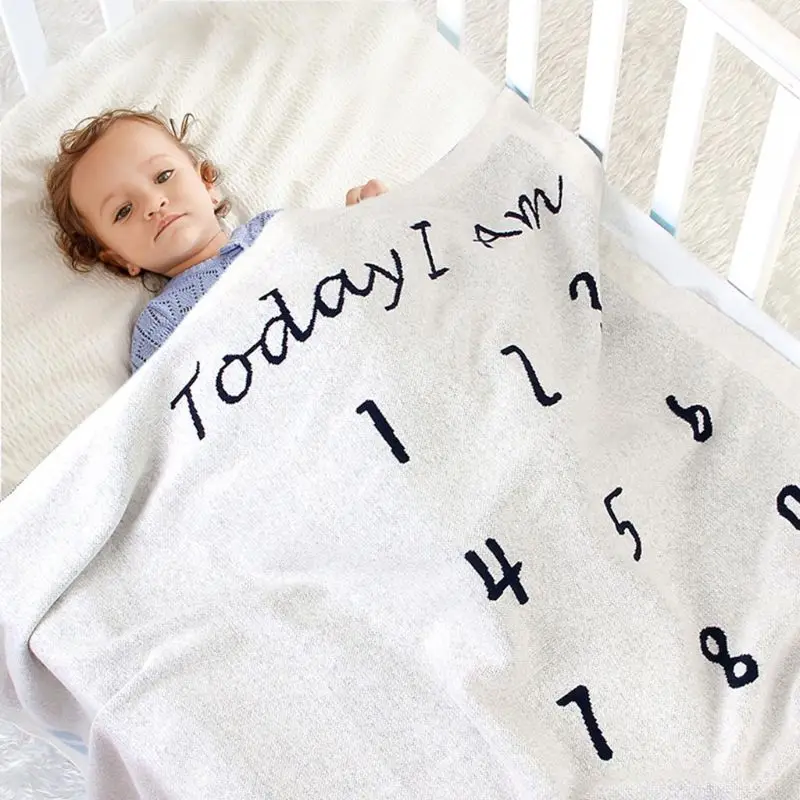 

Newborn Monthly Record Growth Milestone Blanket Swaddle Wrap Photography Props E7CE
