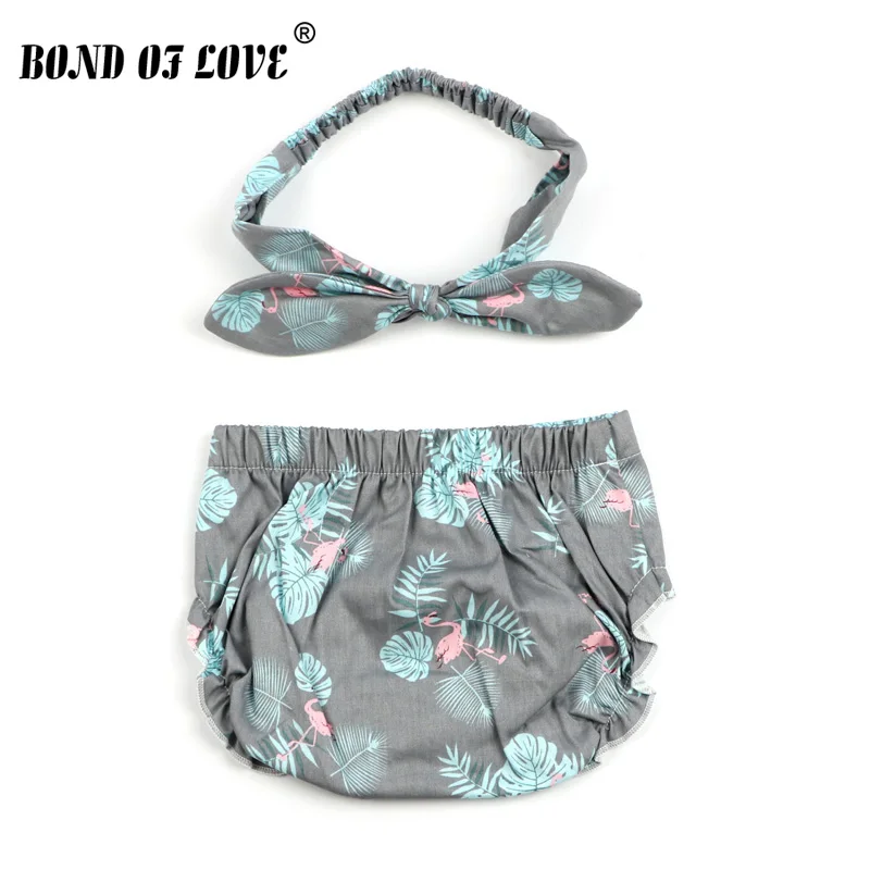 Bombachos y Diadema para beb&eacute;, conjunto de cubierta de pa&ntilde;al para reci&eacute;n nacido, bonito patr&oacute;n de flamenco, pantalones cortos para ni&ntilde;a, ropa para beb&eacute; reci&eacute;n nacido-0