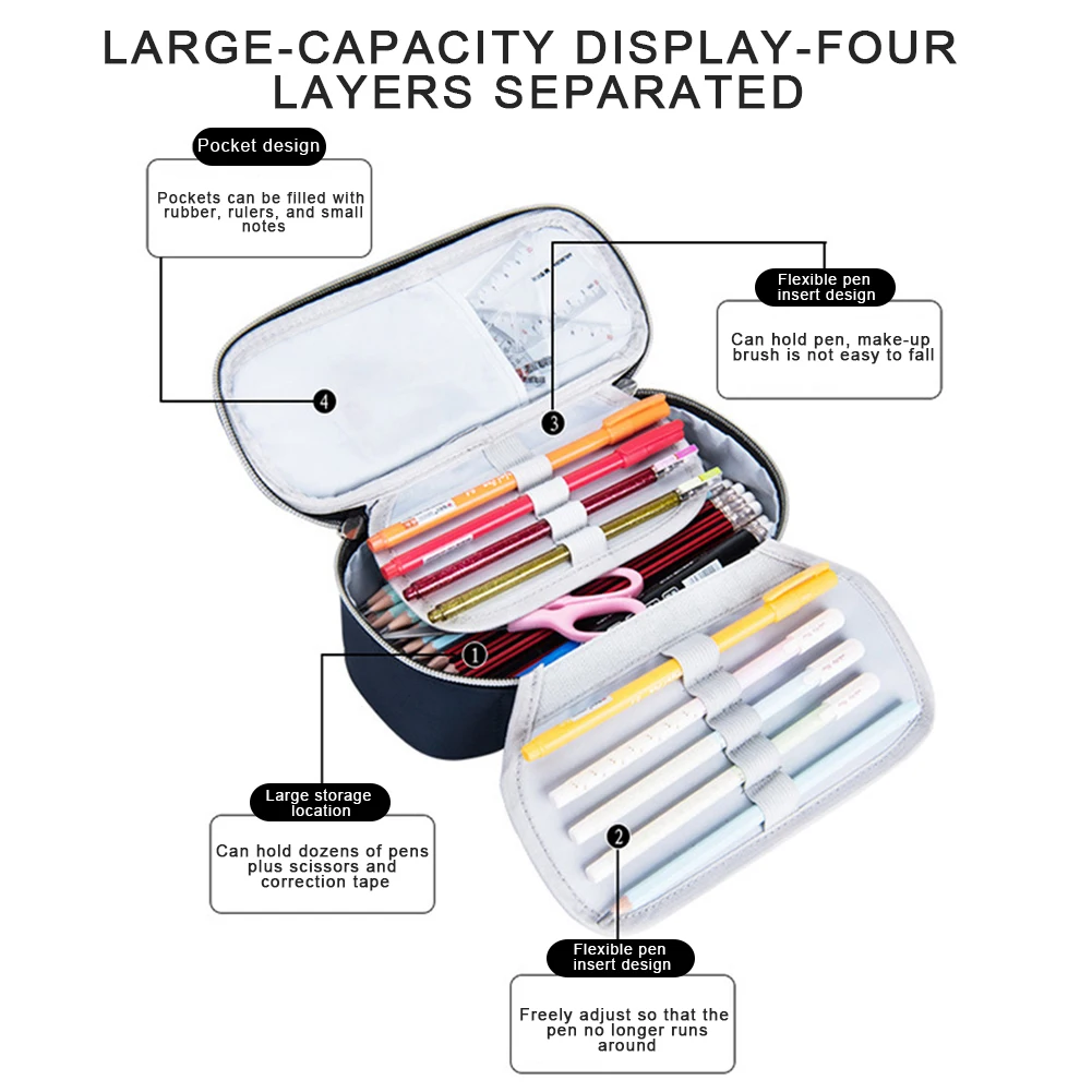 Чехол для карандашей большой емкости канцелярские принадлежности чехол ручек с