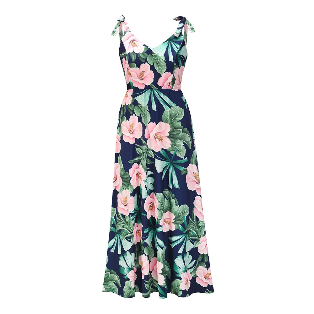 

Sexy Slim Floral Sling Dress 2021 Fashion Spring Summer New European And American Large Size Women's Bohemian Long Skirt