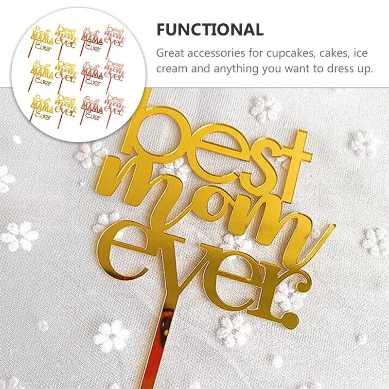 

20pcs BEST MOM Cake Toppers For Mother'S Day Cake Picks Cupcake Toppers Cupcake Ornaments Party Cake Decorating Supplies