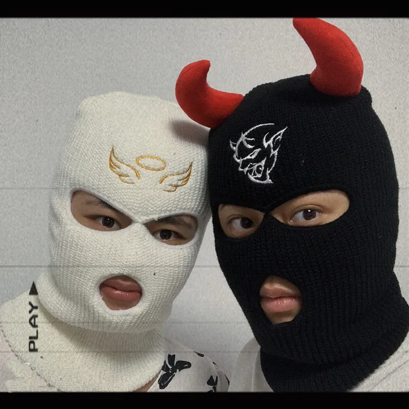 Балаклава с ангелами и демонами яркое покрытие на все лицо лыжная маска шапка