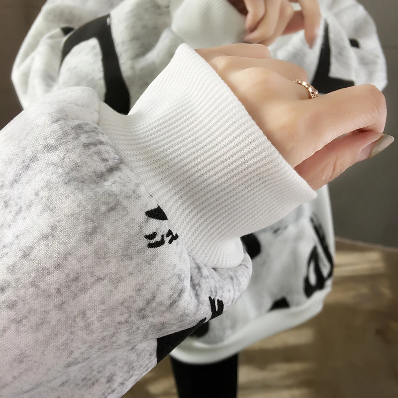

2019 Autumn Women Print Long Sleeve Hoodies Pullover Casual Fashion Sweatshirt Female Tracksuit Plus Size Clothing