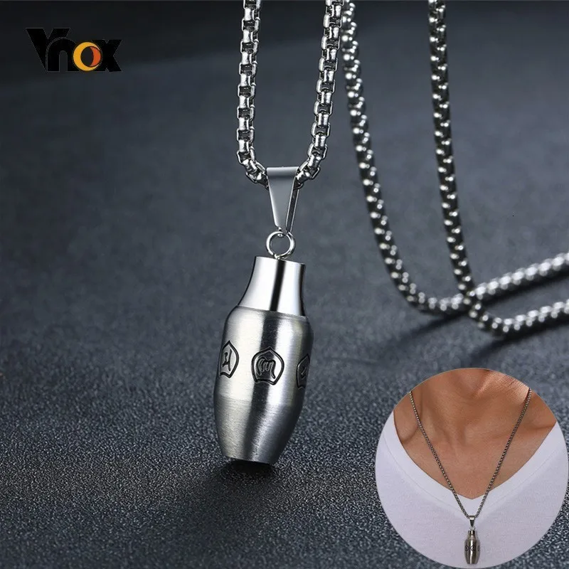 Vnox подвеска в форме бутылки с отверстиями для мужчин, буддизм, шесть слов, мантра, ювелирное изделие из нержавеющей стали, мужское колье