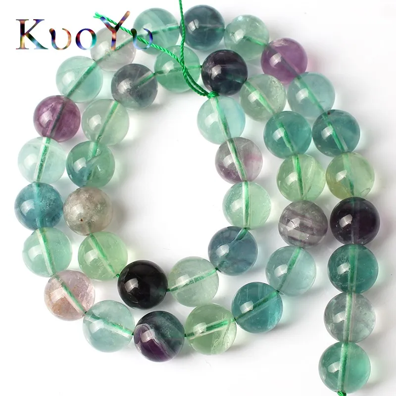 Натуральные красочные бусины из флюорита AA круглые россыпью для изготовления