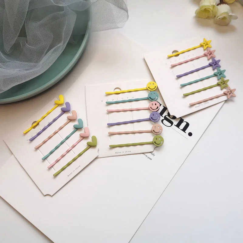 Женские заколки для волос модные матовые ярких цветов в форме сердца улыбки