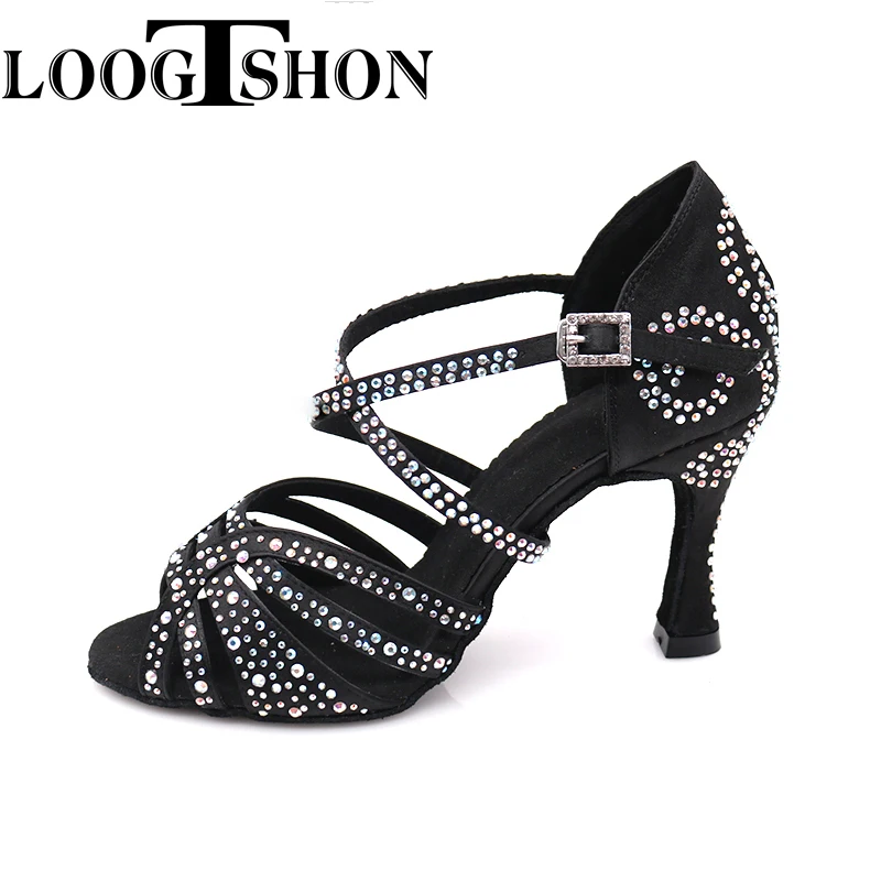 2020 Professional Adult Women's Rhinestone Latin Dance Shoes 10CM High Heel Soft Samba Lumba Chacha Dance Shoes