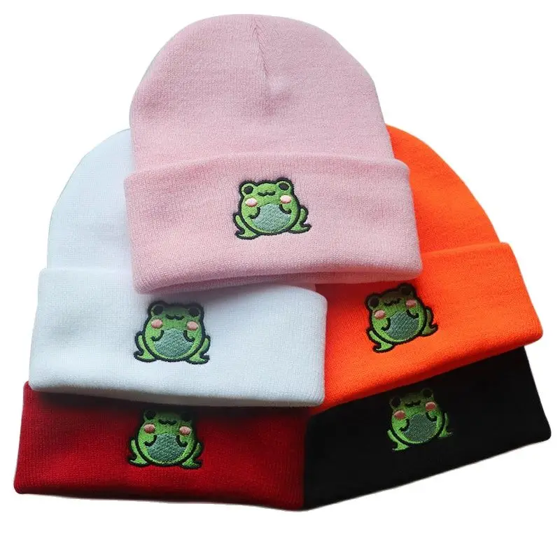 

Froggy Chair Embroidered Beanie for Men Women Frog Hat Winter Warm Knitted Hat Ski Outdoor Hats 6 Colors