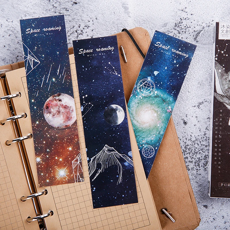 

30pcs/lot Roaming space Paper bookmarks stationery book holder message card portablesmall-bookmarks