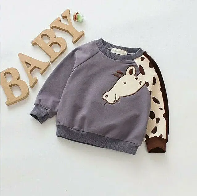 Хлопковая футболка с жирафом для маленьких мальчиков и девочек топ свитер